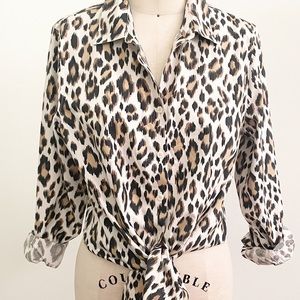 Chico’s cotton button down, leopard print, animal print, 1.5